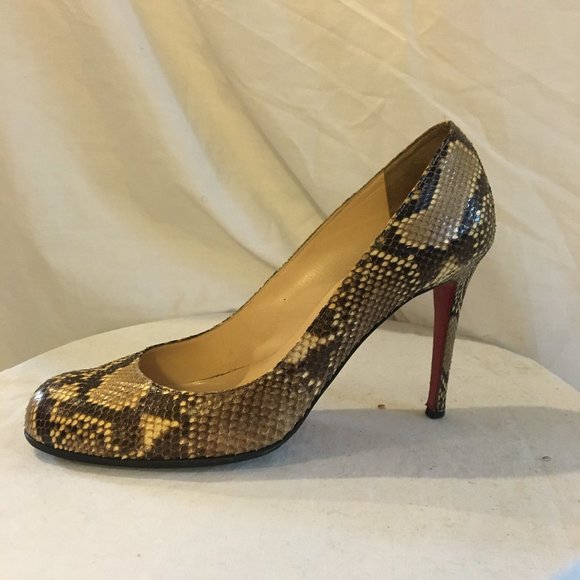 Christian Louboutin Shoes - Christian Louboutin Round Toe Snakeskin Pumps